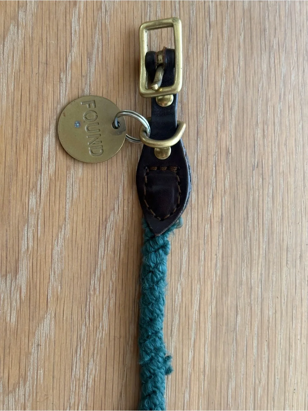 Leather & Braided Rope Collar with Brass Hardware - XS